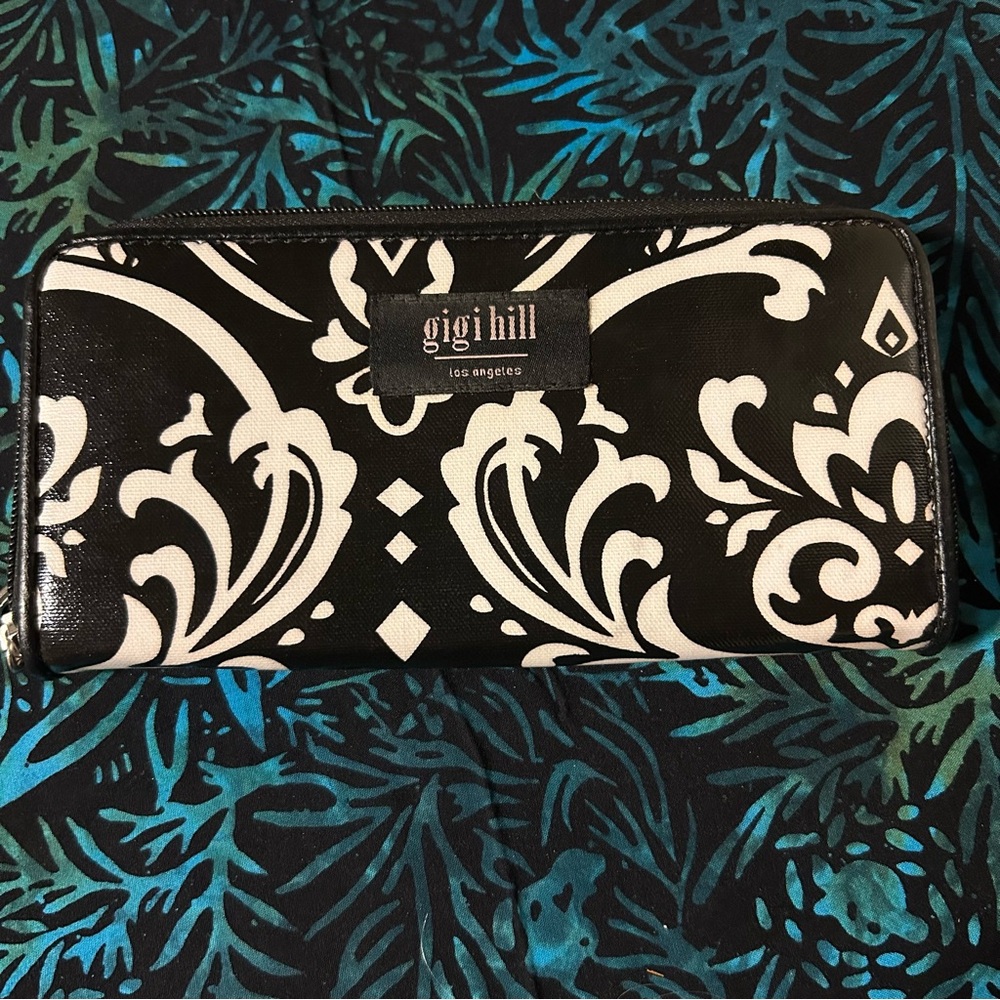 Gigi Hill Black and White Damask Wallet
